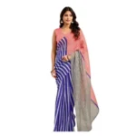 Blue Linen Cotton Printed Ready to Wear Saree
