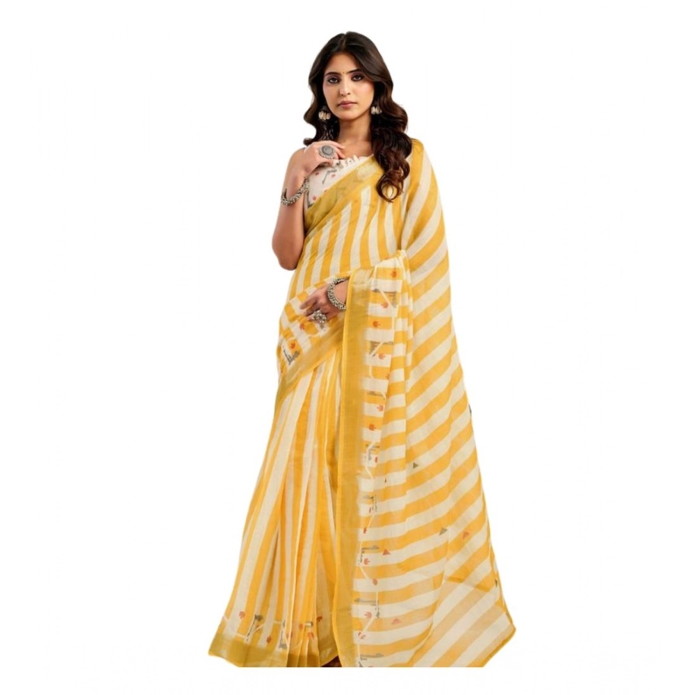 PID-64512-Women-s-Faux-Linen-Printed-Ready-To-Wear-Saree-With-Unstitched-Blouse-5-5-Mtr-Light-Must-1000x1000-1.webp Light Mustard Linen Cotton Printed Ready to Wear Saree