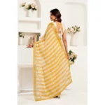 Generic Women's Linen Cotton Printed Ready To Wear Saree With Unstitched Blouse 5.5 Mtr (Light_Mustard) - Image 4