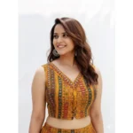 Generic Women's Cambric Cotton V Neck Padded Blouse (Mustard, 38 Ready Size (Self-Alterable 36–40) - Image 3