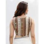 Generic Women's Cambric Cotton V Neck Padded Blouse (White, 38 Ready Size (Self-Alterable 36–40) - Image 4