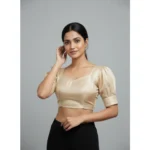 Generic Women's Erode Silk V Neck Padded Blouse (Beige, 38 Ready Size (Self-Alterable 36–40) - Image 3