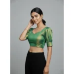 Generic Women's Erode Silk V Neck Padded Blouse (Green, 38 Ready Size (Self-Alterable 36–40) - Image 3
