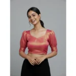 Generic Women's Erode Silk V Neck Padded Blouse (Pink, 38 Ready Size (Self-Alterable 36–40) - Image 3