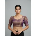 Generic Women's Erode Silk V Neck Padded Blouse (Purple, 38 Ready Size (Self-Alterable 36–40) - Image 2