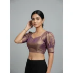 Generic Women's Erode Silk V Neck Padded Blouse (Purple, 38 Ready Size (Self-Alterable 36–40) - Image 4