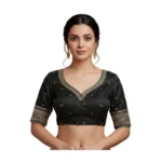 Black Vichitra Silk Padded Blouse