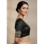 Generic Women's Vichitra Silk V Neck Padded Blouse (Black, 38 Ready Size (Self-Alterable 36–40) - Image 3