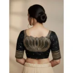 Generic Women's Vichitra Silk V Neck Padded Blouse (Black, 38 Ready Size (Self-Alterable 36–40) - Image 2