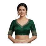 NariHaat Dark Green Vichitra Silk Padded Blouse
