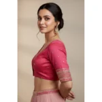 Generic Women's Vichitra Silk V Neck Padded Blouse (Pink, 38 Ready Size (Self-Alterable 36–40) - Image 3