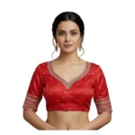 Red Vichitra Silk Padded Blouse