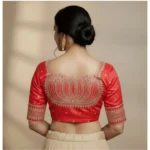 Generic Women's Vichitra Silk V Neck Padded Blouse (Red, 38 Ready Size (Self-Alterable 36–40) - Image 3