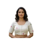 White Cambric Cotton Padded Blouse for Women