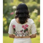 Generic Women's Cambric Cotton Round Neck Padded Blouse (White, 38 Ready Size (Self-Alterable 36–40) - Image 2