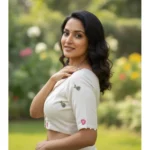 Generic Women's Cambric Cotton Round Neck Padded Blouse (White, 38 Ready Size (Self-Alterable 36–40) - Image 3