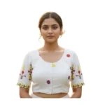 White Cambric Cotton Padded Blouse for Women