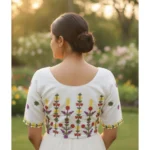 Generic Women's Cambric Cotton Round Neck Padded Blouse (White, 38 Ready Size (Self-Alterable 36–40) - Image 3