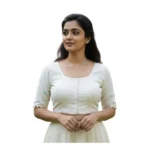 White Cambric Cotton Padded Blouse for Women