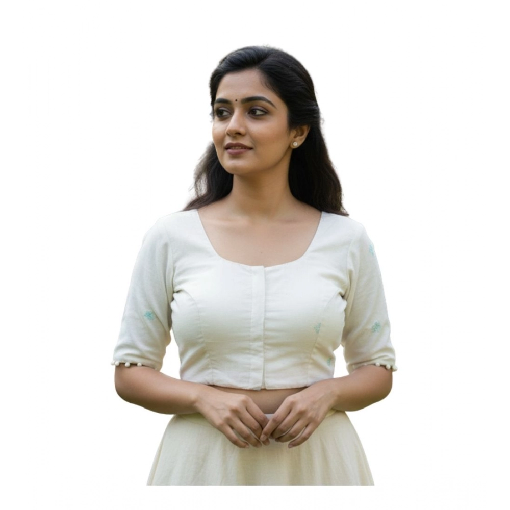 White Cambric Cotton Padded Blouse for Women