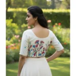 Generic Women's Cambric Cotton Round Neck Padded Blouse (White, 38 Ready Size (Self-Alterable 36–40) - Image 3