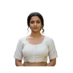 White Cambric Cotton Padded Blouse for Women