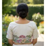 Generic Women's Cambric Cotton Round Neck Padded Blouse (White, 38 Ready Size (Self-Alterable 36–40) - Image 3