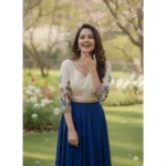 Generic Women's Cambric Cotton Round Neck Padded Blouse (White, 38 Ready Size (Self-Alterable 36–40) - Image 2