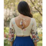 Generic Women's Cambric Cotton Round Neck Padded Blouse (White, 38 Ready Size (Self-Alterable 36–40) - Image 4