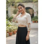 Generic Women's Cambric Cotton Round Neck Padded Blouse (White, 38 Ready Size (Self-Alterable 36–40) - Image 2