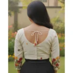 Generic Women's Cambric Cotton Round Neck Padded Blouse (White, 38 Ready Size (Self-Alterable 36–40) - Image 2