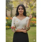 Generic Women's Cambric Cotton Round Neck Padded Blouse (White, 38 Ready Size (Self-Alterable 36–40) - Image 3