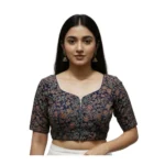 Navy Ajrakh Cotton Padded Blouse for Women