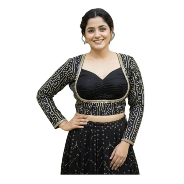 Black Rayon Sabyasachi Style Padded Blouse for Women