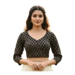 Black Ajrakh Cotton Halter Neck Padded Blouse