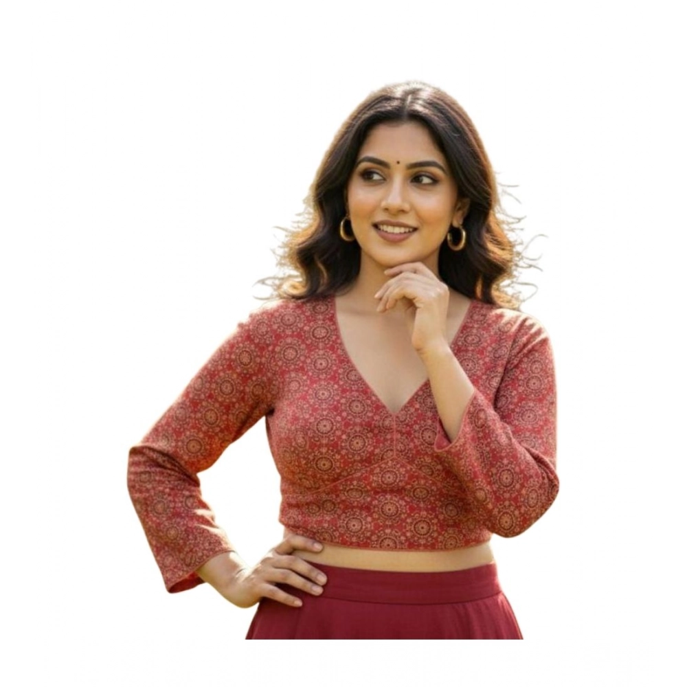 Red Ajrakh Cotton Halter Neck Blouse