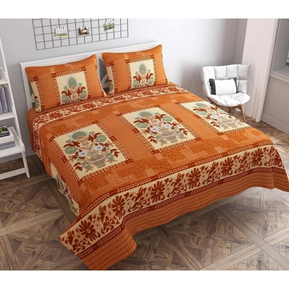 PID-64612-Fleece-Floral-Printed-Double-Polar-Warm-Bedsheet-with-2-Pillow-Cover-Orange-1-1000x1000-1.webp Generic Fleece Floral Printed Double Polar Warm Bedsheet with 2 Pillow Cover (Orange) - Image 1