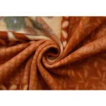 Generic Fleece Floral Printed Double Polar Warm Bedsheet with 2 Pillow Cover (Orange) - Image 2