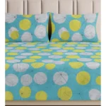 Green Microfiber Floral Printed Double Bedsheet with Pillow Covers