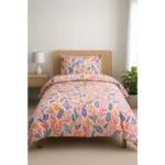 Generic multicolor microfiber floral printed single bedsheet with 1 pillow cover
