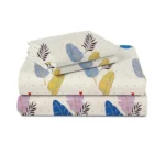 Generic Cotton Blend Floral Printed Double Bedsheet with 2 Pillow Covers (Off -White) - Image 3