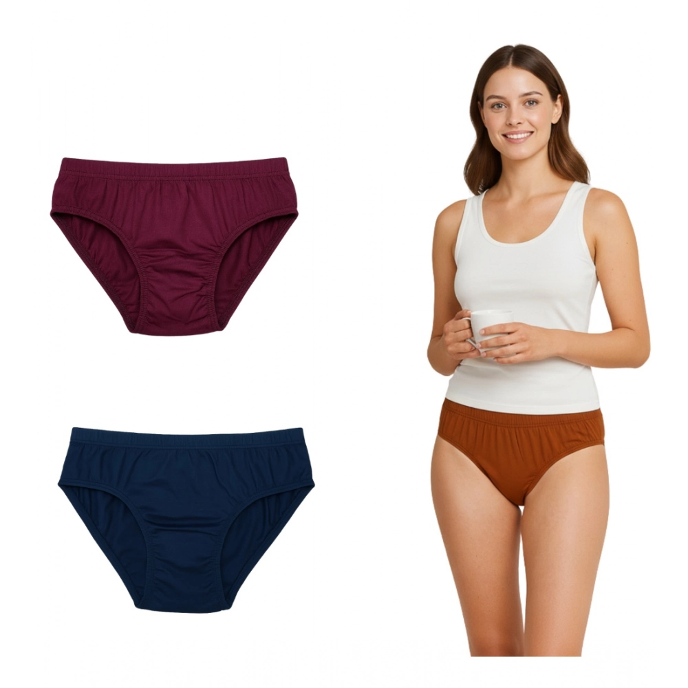 Pack of 3 Multicolor Cotton Solid Hipster Panties