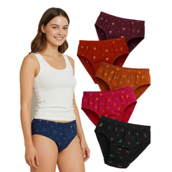 Premium Pack of 6 Multicolor Cotton Printed Hipster Panties