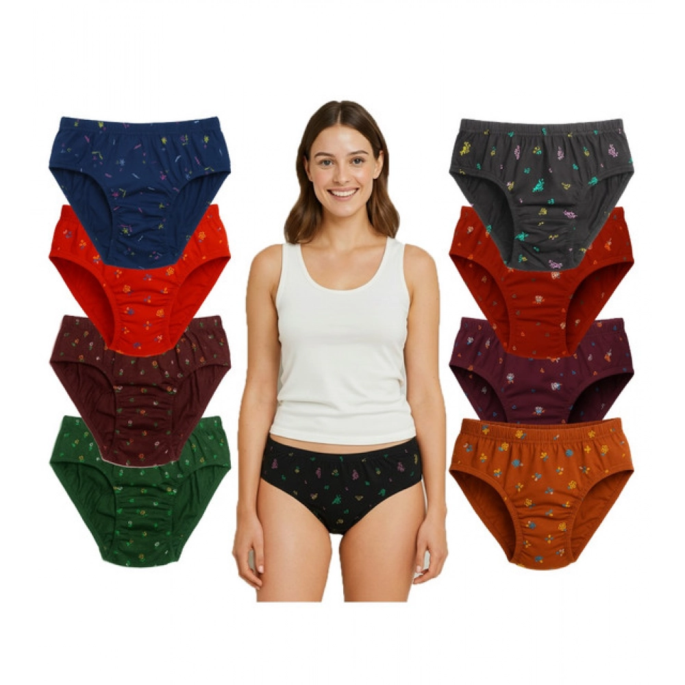 Pack of 9 Multicolor Cotton Printed Hipster Panties
