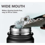 Generic 1000 Ml Double Wall Insulated Stainless Steel Water Bottle With Flip Lid (Black) - Image 2