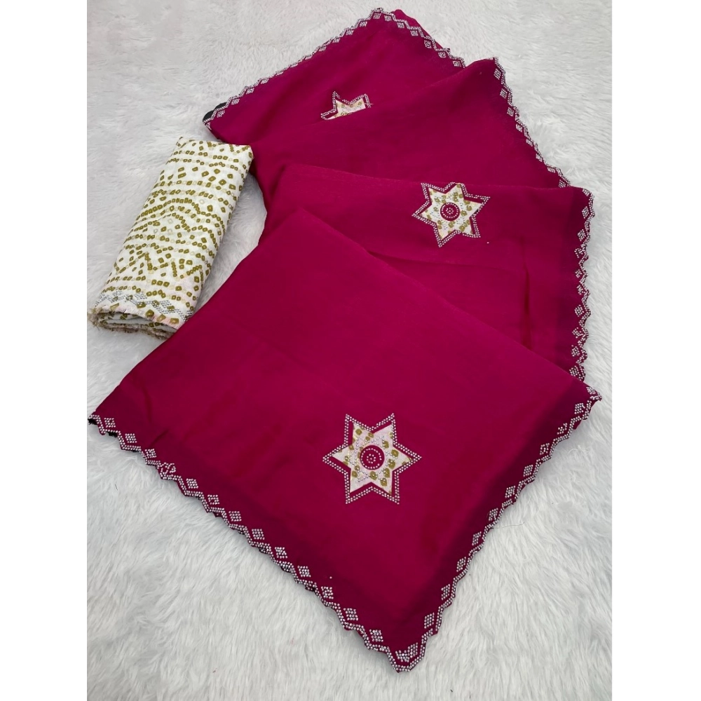 Pink Chiffon Butti Dotted Saree for Women