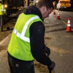 Green Safety Jacket for Construction Protection - Back View by Nari Haat, Indian ethnic wear, women clothing, designe...