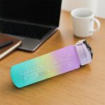 Motivational Water Bottle with Straw & Time Marker - Back View by Nari Haat, Indian ethnic wear, women clothing, desi...