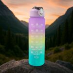 Motivational Water Bottle with Straw & Time Marker - Neckline Detail by Nari Haat, Indian ethnic wear, women clothing...