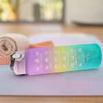 Motivational Water Bottle with Straw & Time Marker - Closeup Embroidery by Nari Haat, Indian ethnic wear, women cloth...